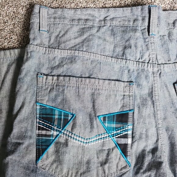Red Ape Denim Size 44x34 Gray and Blue Plaid Y2K Style Causal Hip-Hop Jeans - Picture 2 of 12